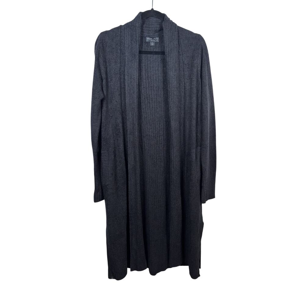 Barefoot Dreams CozyChic Lite Catalina Long Cardigan Womens Small Black Fuzzy